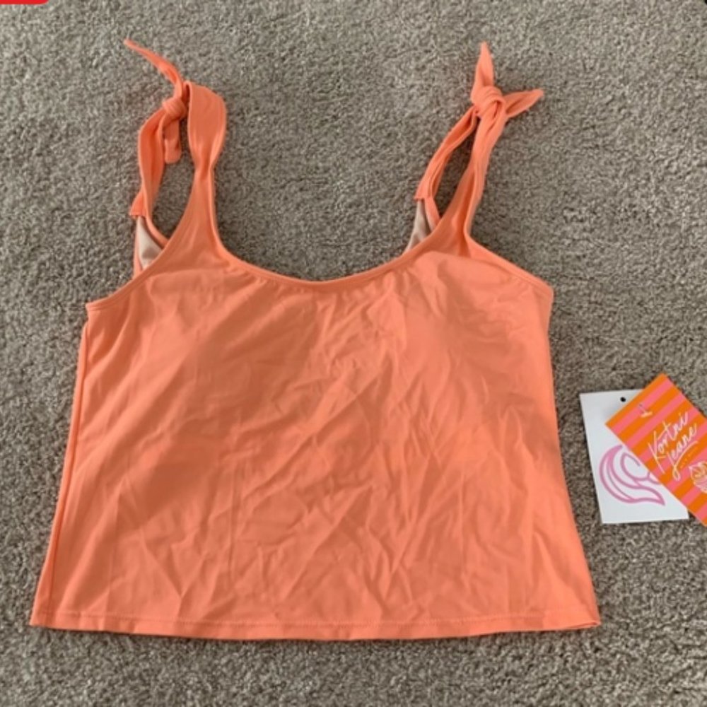 NWT Kortni Jeane coral tank tie top